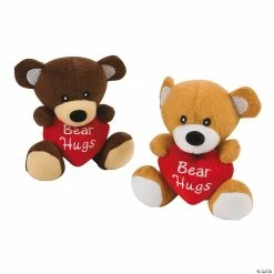 Discount 🤩 Bear Hugs Heart Brown Stuffed Bears - 12 Pc. 😍