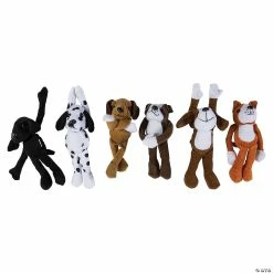 Outlet 😍 Bulk Long Arm Black, White & Brown Stuffed 🐕 Dogs - 72 Pc. ⭐