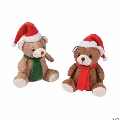 Coupon 🧨 Christmas Scarf & Santa Hat Brown Stuffed Bears - 12 Pc. 👍