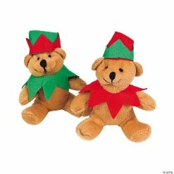 Budget 🔥 Holiday Elf Hat Brown Stuffed Bears - 12 Pc. 🤩