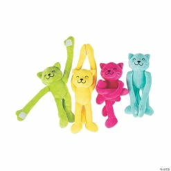 Buy 🤩 Long Arm Green, Yellow, Pink & Blue Stuffed Cats - 12 Pc. ❤️