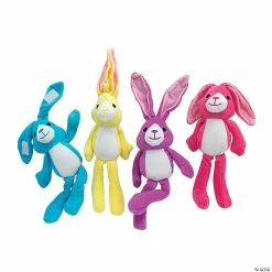 Flash Sale 🛒 Long-Eared Colorful Stuffed Bunnies - 12 Pc. 🔥