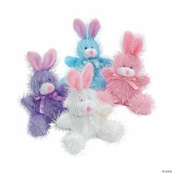Cheap 🛒 Pastel Pink, Blue, Purple, White Furry Stuffed Bunnies - 12 Pc. 👍