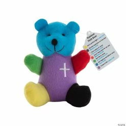 Outlet 😀 Religious Rainbow-Colored Stuffed Bears - 12 Pc. 💯