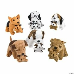 Best Sale 🔔 Stuffed 🐶 Dogs Holding Puppies - 12 Pc. 🤩